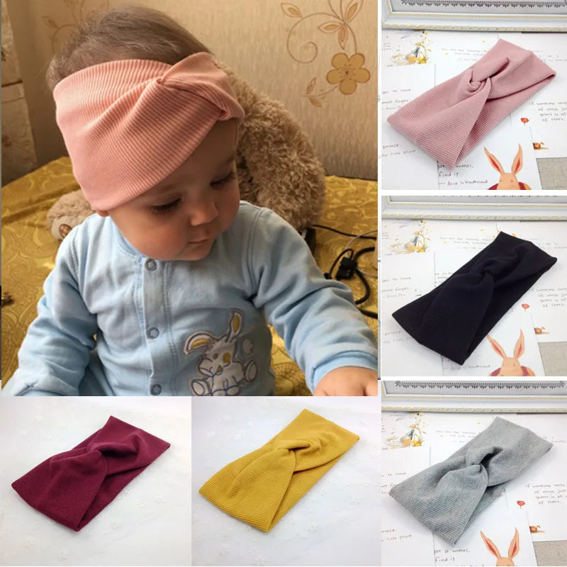 Autumn Winter Solid Color Baby Headband Girls Knotted Soft Elastic Hairband Headbands For Girls kids Baby Girl Accessories