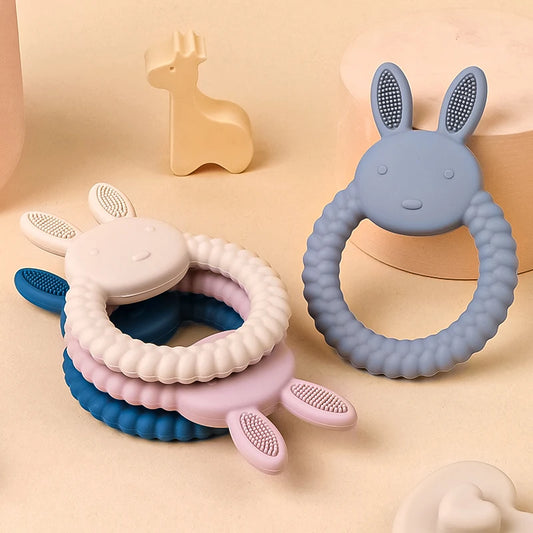 1Pcs Baby Teether Silicone Toy BPA Free Cartoon Rabbit Nursing Teething Gifts Baby Health Molar Chewing Newborn Accessories Toy
