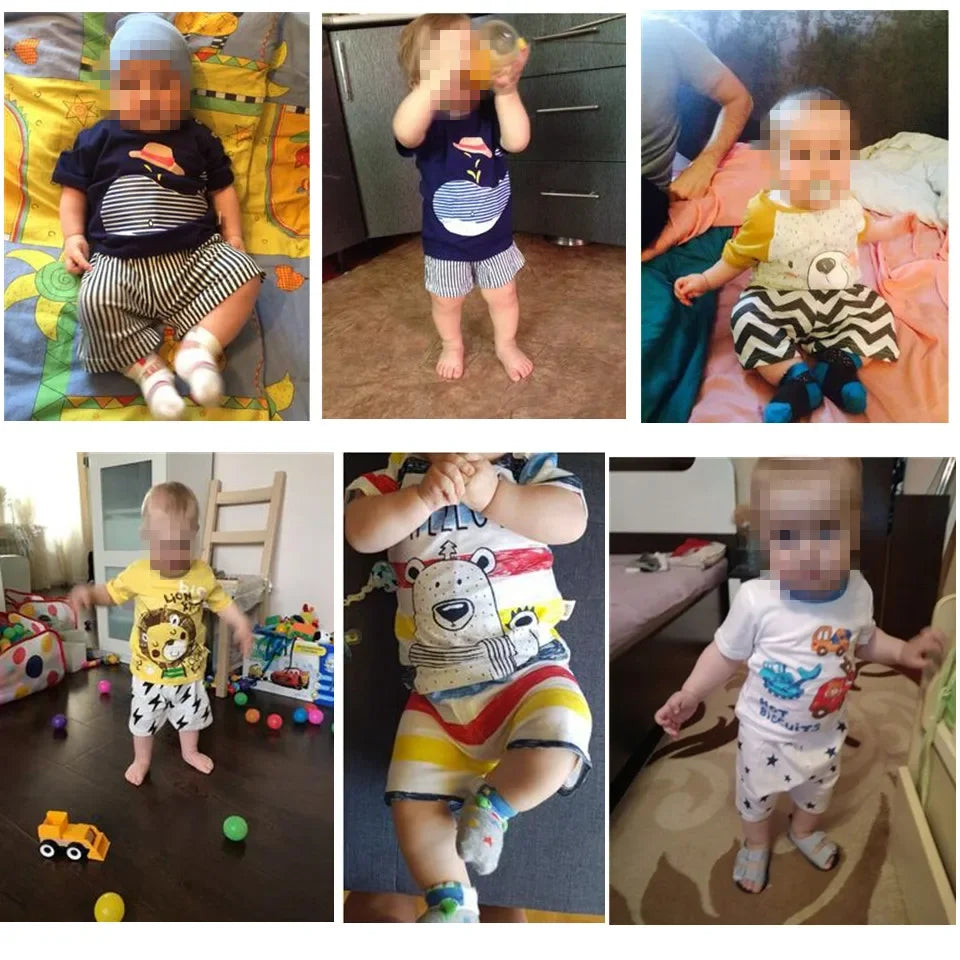 Baby Boy Clothes Summer 2024 Newborn Baby Boys Clothes Set Cotton Baby Clothing Suit (Shirt+Pants) Plaid Infant Clothes Set