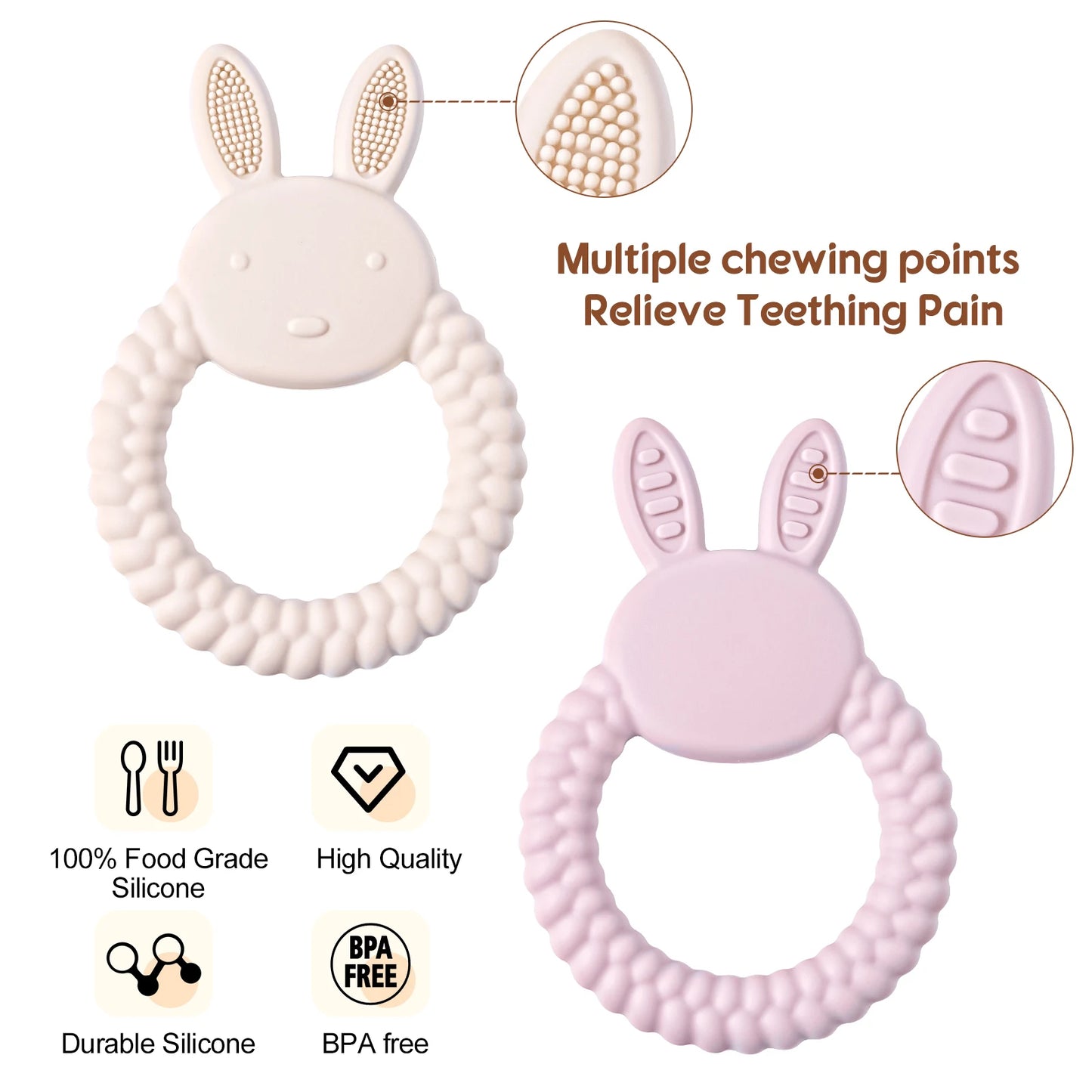 1Pcs Baby Teether Silicone Toy BPA Free Cartoon Rabbit Nursing Teething Gifts Baby Health Molar Chewing Newborn Accessories Toy